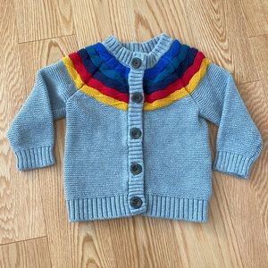 Hanna Andersson | grey cotton knit cardigan sweater with color accents 18-24mo